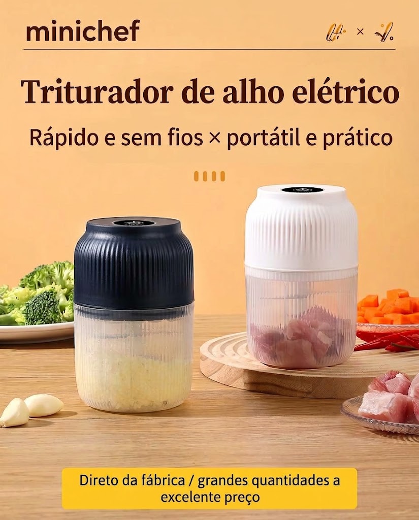 MiniChef - Triturador Elétrico Portátil Multifunções